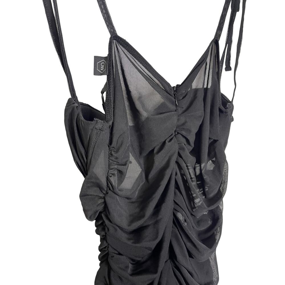 OW Collection Casandra Bustier Mini Dress Ruched Mesh Party Cocktail Hoco LBD S - Picture 13 of 13